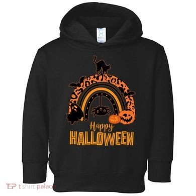 Happy Halloween Orange Patterned Rainbow Toddler Hoodie