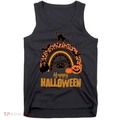 Happy Halloween Orange Patterned Rainbow Tank Top
