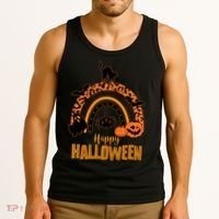 Happy Halloween Orange Patterned Rainbow Tank Top thumb 3