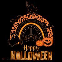 Happy Halloween Orange Patterned Rainbow Tank Top thumb 6