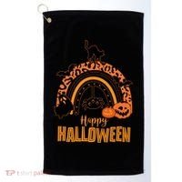 Happy Halloween Orange Patterned Rainbow Golf Towel thumb 0