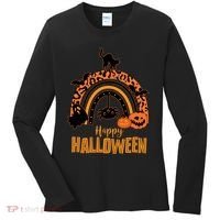 Happy Halloween Orange Patterned Rainbow Women's Long Sleeve Shirt thumb 0