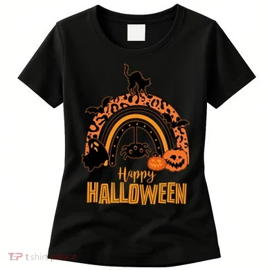 Happy Halloween Orange Patterned Rainbow Women's T-Shirt