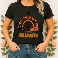Happy Halloween Orange Patterned Rainbow Women's T-Shirt thumb 2