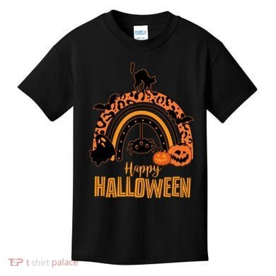 Happy Halloween Orange Patterned Rainbow Kids T-Shirt