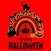 Happy Halloween Orange Patterned Rainbow Santa Hat thumb 1
