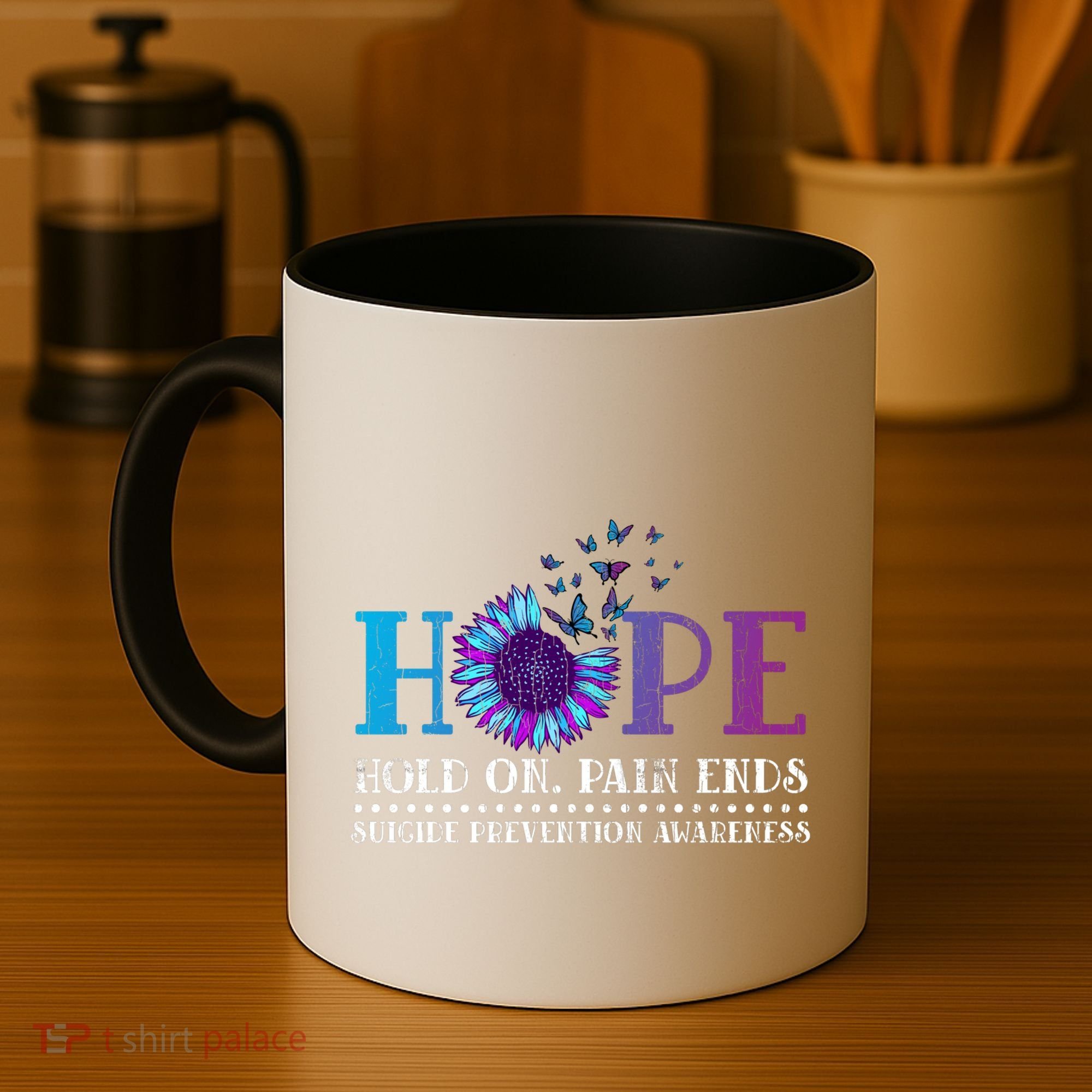 Hope Hold On Pain Ends Suicide Prevention Awareness Graphic Cool Gift Coffee Mug