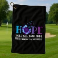 Hope Hold On Pain Ends Suicide Prevention Awareness Graphic Cool Gift Golf Towel thumb 1