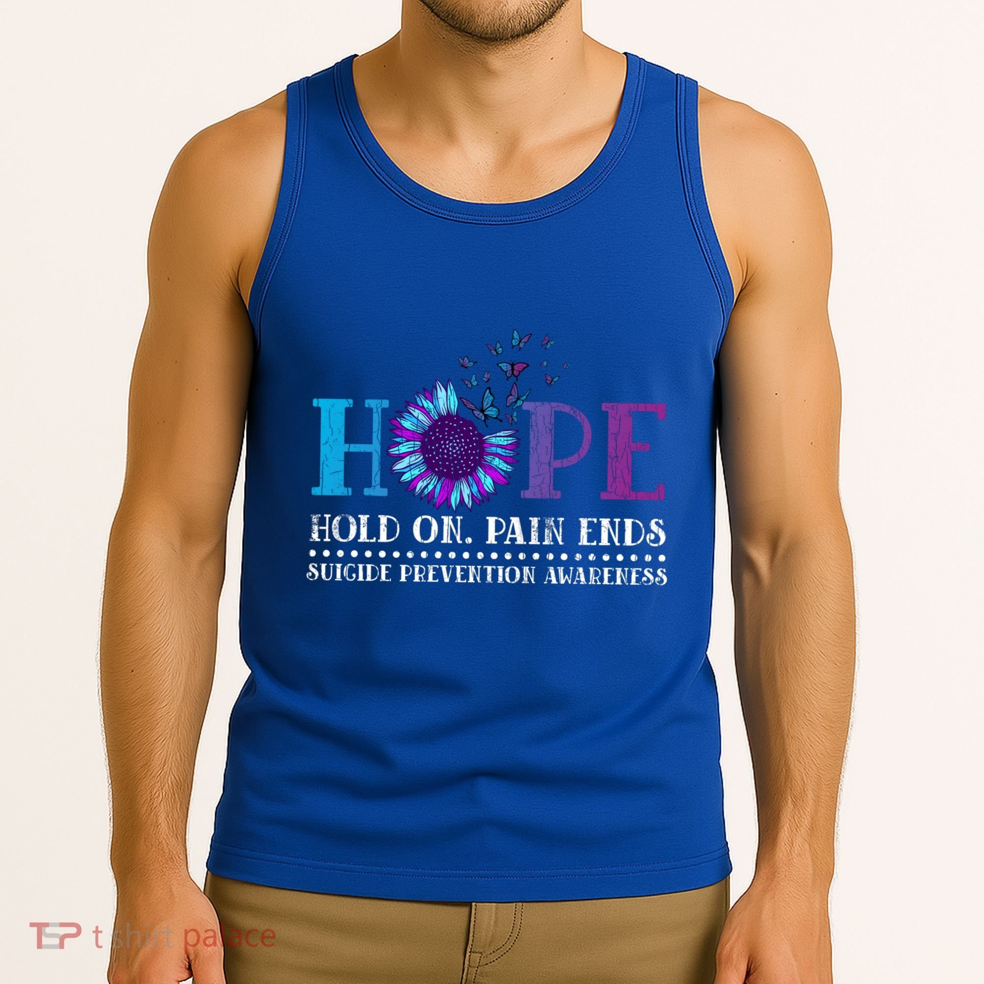 Hope Hold On Pain Ends Suicide Prevention Awareness Graphic Cool Gift Tank Top
