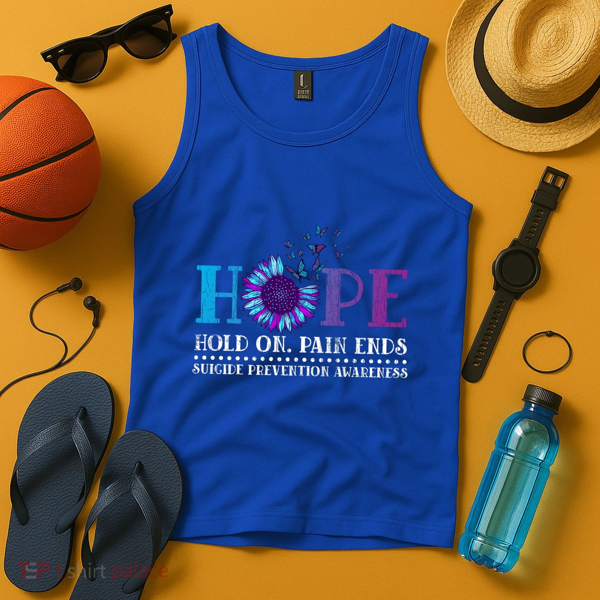 Hope Hold On Pain Ends Suicide Prevention Awareness Graphic Cool Gift Tank Top