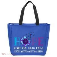 Hope Hold On Pain Ends Suicide Prevention Awareness Graphic Cool Gift Tote Bag thumb 0