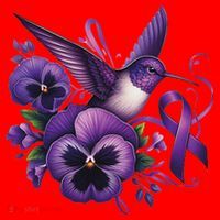 Hummingbird Holding Purple Ribbon Alzheimer Awareness Pansy Santa Hat thumb 1