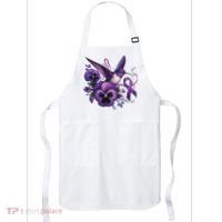 Hummingbird Holding Purple Ribbon Alzheimer Awareness Pansy Apron thumb 0