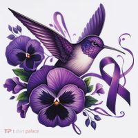 Hummingbird Holding Purple Ribbon Alzheimer Awareness Pansy Women's Tank Top thumb 5