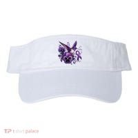 Hummingbird Holding Purple Ribbon Alzheimer Awareness Pansy Visor thumb 0