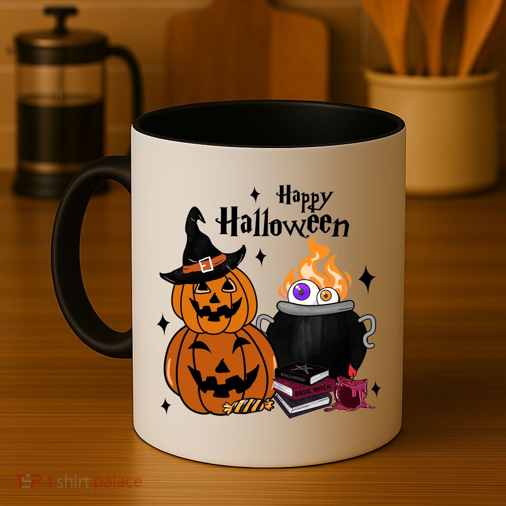 Happy Halloween Potluck Pumpkin Witch Spooky Graphic Plus Size Party Coffee Mug