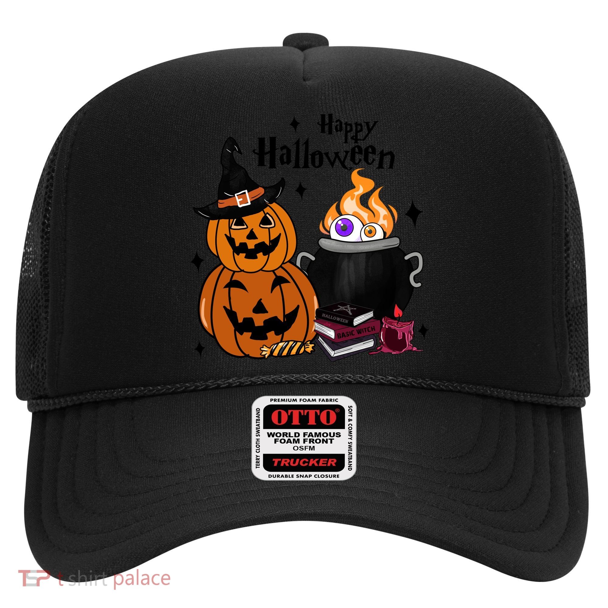 Happy Halloween Potluck Pumpkin Witch Spooky Graphic Plus Size Party Hat