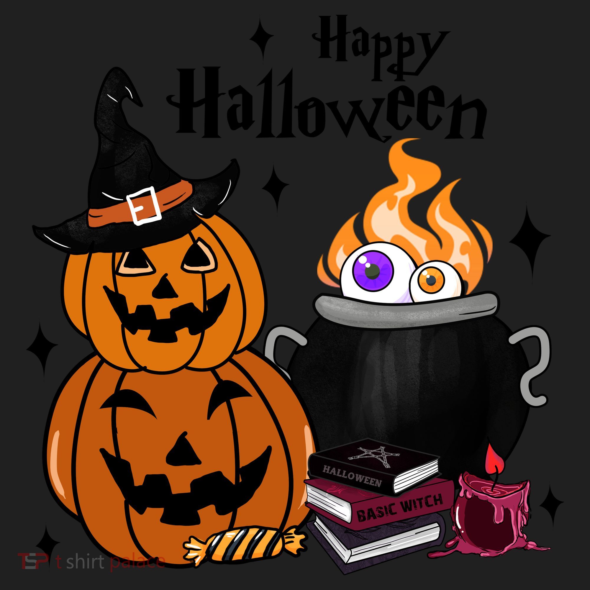 Happy Halloween Potluck Pumpkin Witch Spooky Graphic Plus Size Party Hat