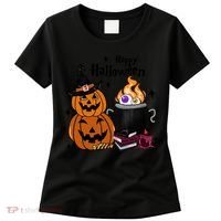 Happy Halloween Potluck Pumpkin Witch Spooky Graphic Plus Size Party Women's T-Shirt thumb 0