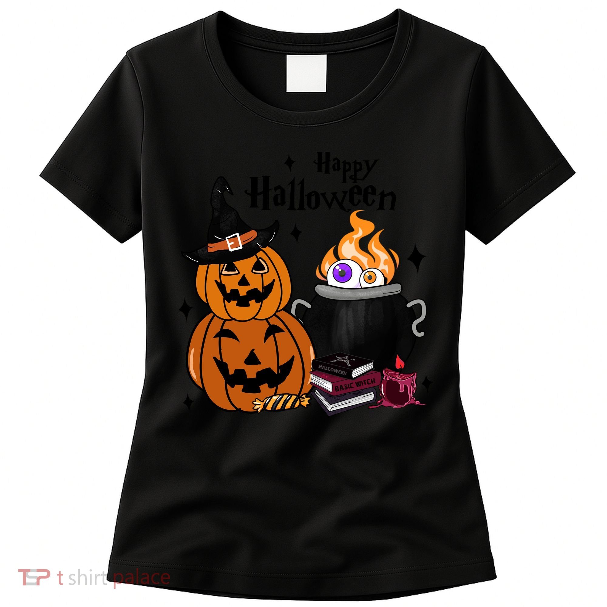 Happy Halloween Potluck Pumpkin Witch Spooky Graphic Plus Size Party Women's T-Shirt