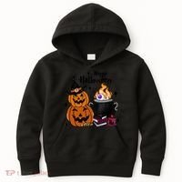 Happy Halloween Potluck Pumpkin Witch Spooky Graphic Plus Size Party Kids Hoodie thumb 0
