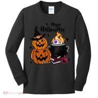 Happy Halloween Potluck Pumpkin Witch Spooky Graphic Plus Size Party Kids Long Sleeve Shirt thumb 0