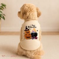 Happy Halloween Potluck Pumpkin Witch Spooky Graphic Plus Size Party Doggie Tank thumb 2
