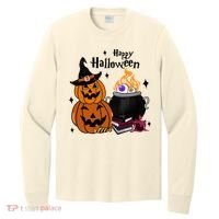 Happy Halloween Potluck Pumpkin Witch Spooky Graphic Plus Size Party Long Sleeve Shirt thumb 0