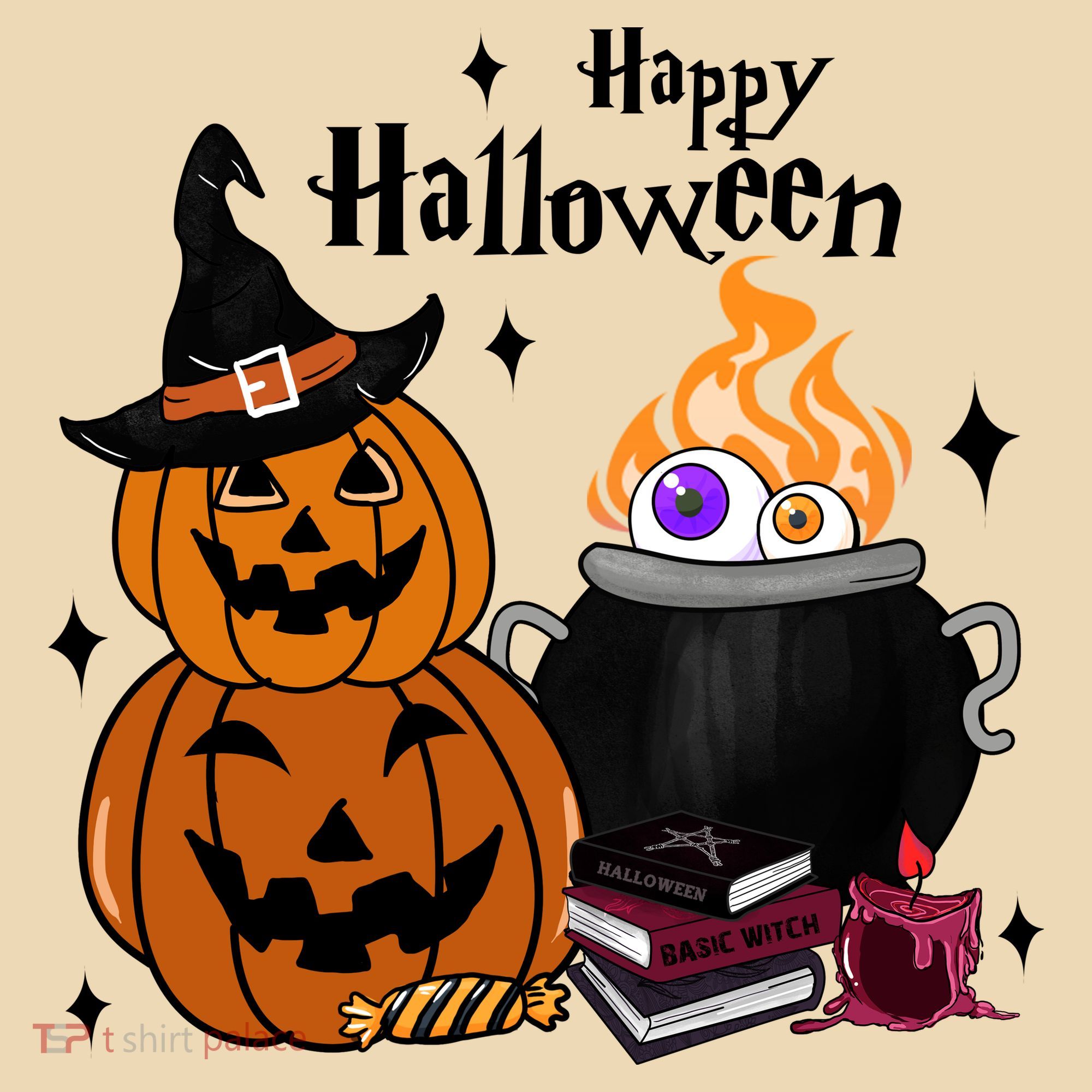 Happy Halloween Potluck Pumpkin Witch Spooky Graphic Plus Size Party Long Sleeve Shirt