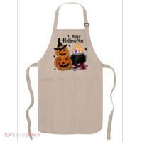 Happy Halloween Potluck Pumpkin Witch Spooky Graphic Plus Size Party Apron thumb 0