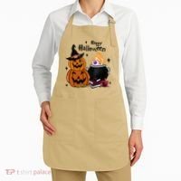Happy Halloween Potluck Pumpkin Witch Spooky Graphic Plus Size Party Apron thumb 2