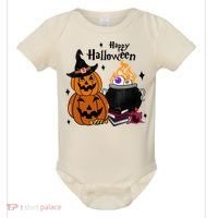 Happy Halloween Potluck Pumpkin Witch Spooky Graphic Plus Size Party Baby Bodysuit thumb 0