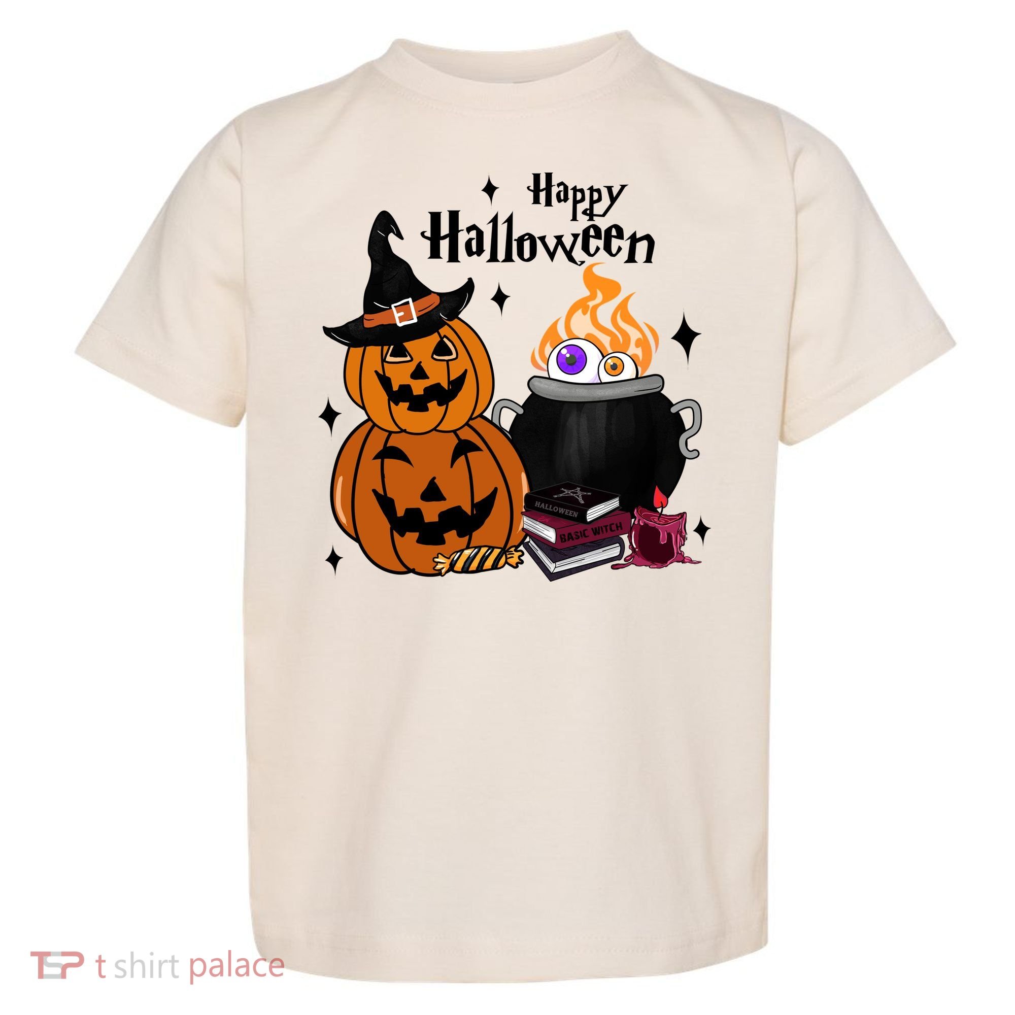 Happy Halloween Potluck Pumpkin Witch Spooky Graphic Plus Size Party Toddler T-Shirt