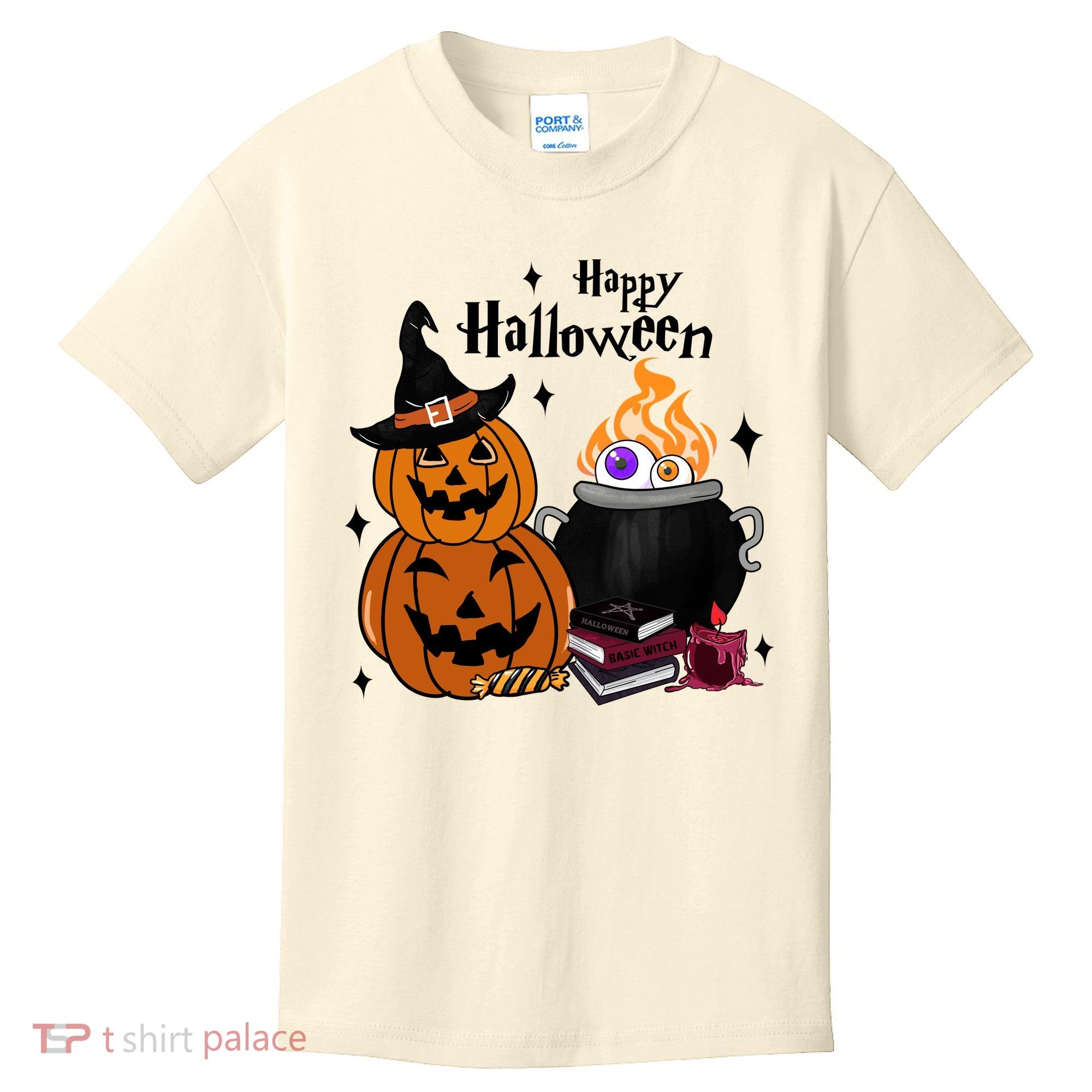 Happy Halloween Potluck Pumpkin Witch Spooky Graphic Plus Size Party Kids T-Shirt