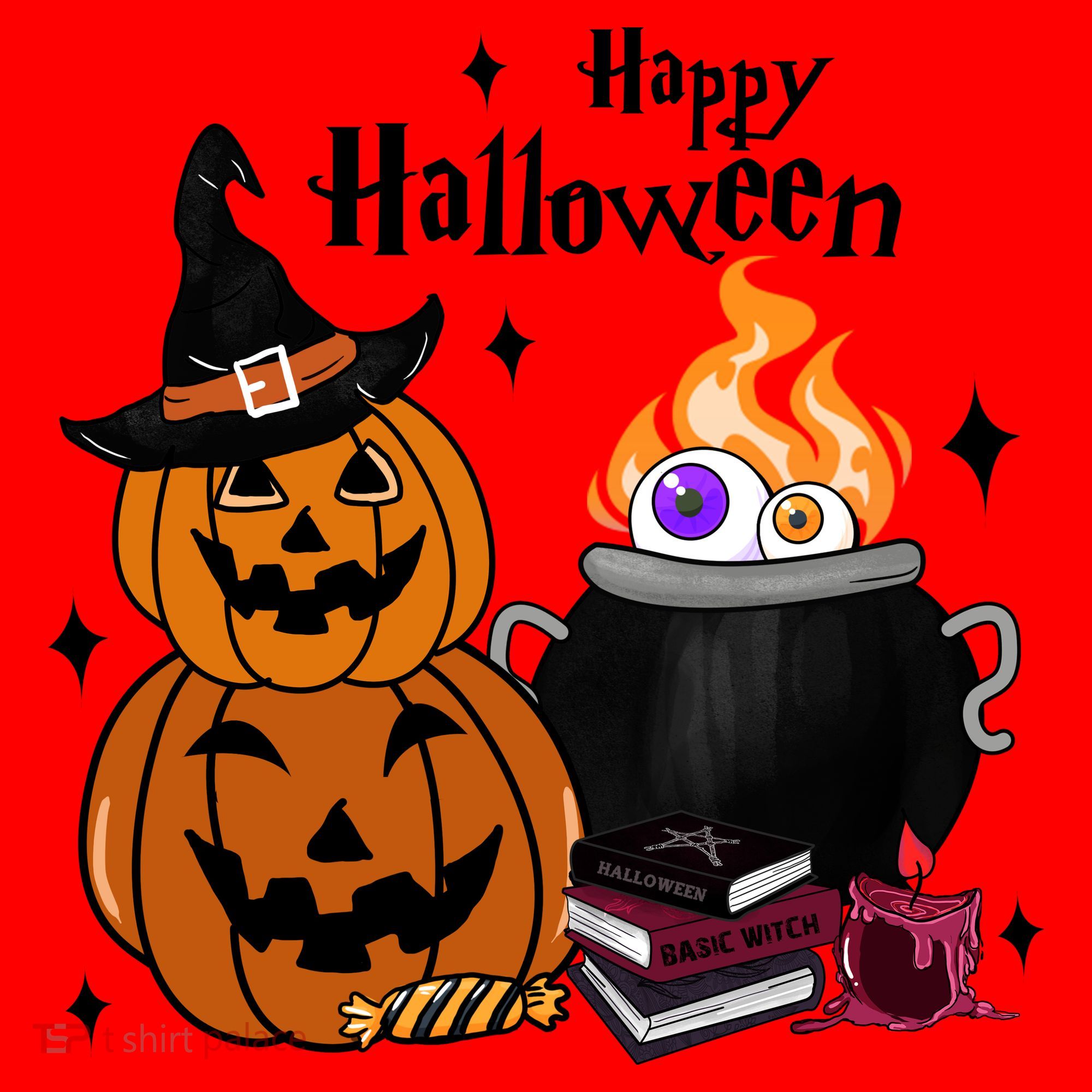 Happy Halloween Potluck Pumpkin Witch Spooky Graphic Plus Size Party Santa Hat