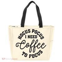 Halloween Hocus Pocus I Need Coffee To Focus Tote Bag thumb 0
