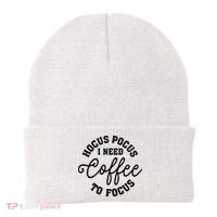 Halloween Hocus Pocus I Need Coffee To Focus Beanie thumb 0