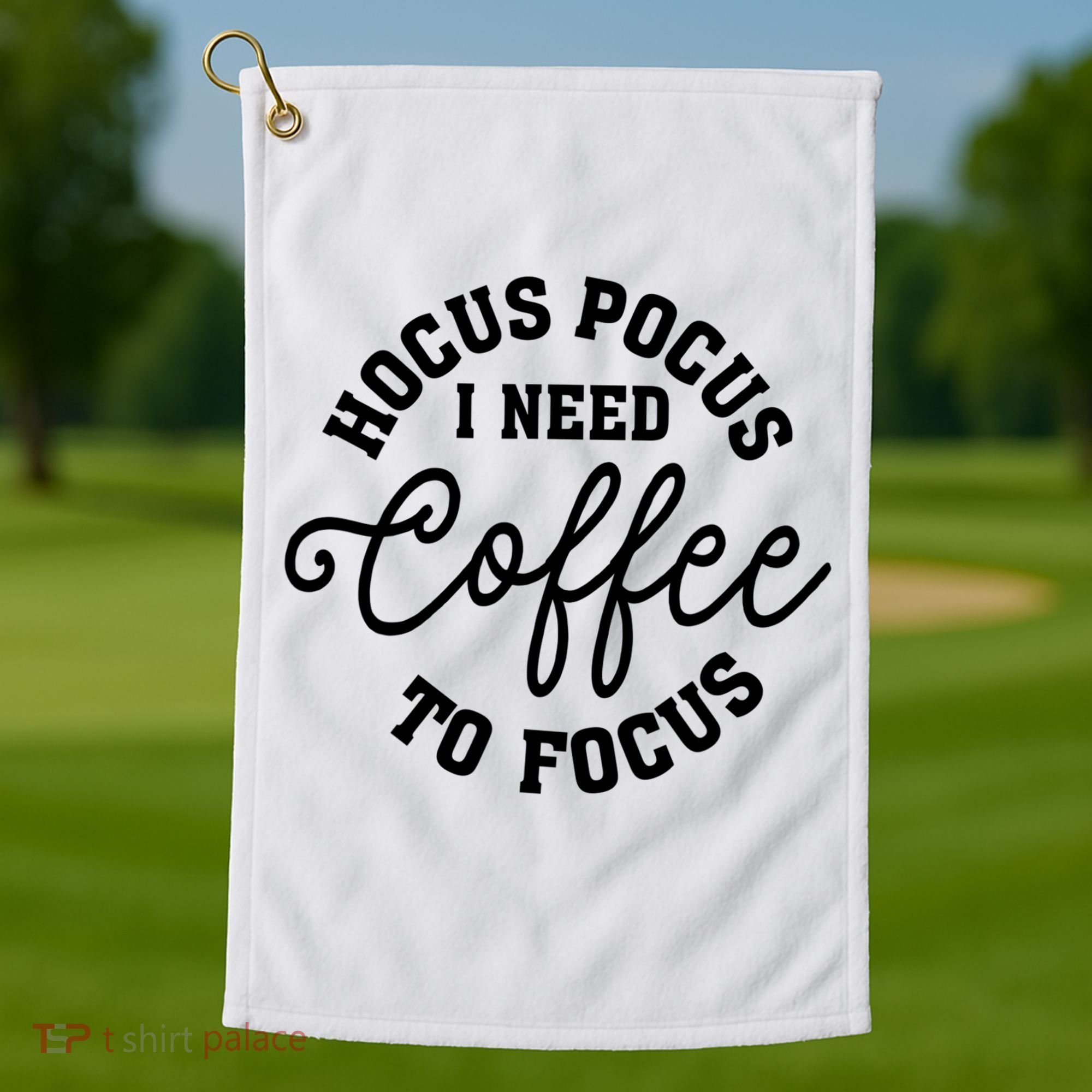 Halloween Hocus Pocus I Need Coffee To Focus Golf Towel