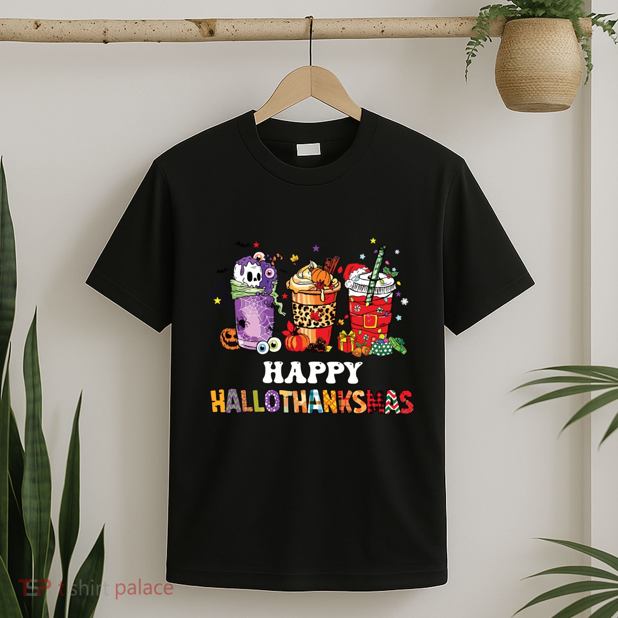 Happy Hallothanksmas Pumpkin Spice Cups T-Shirt