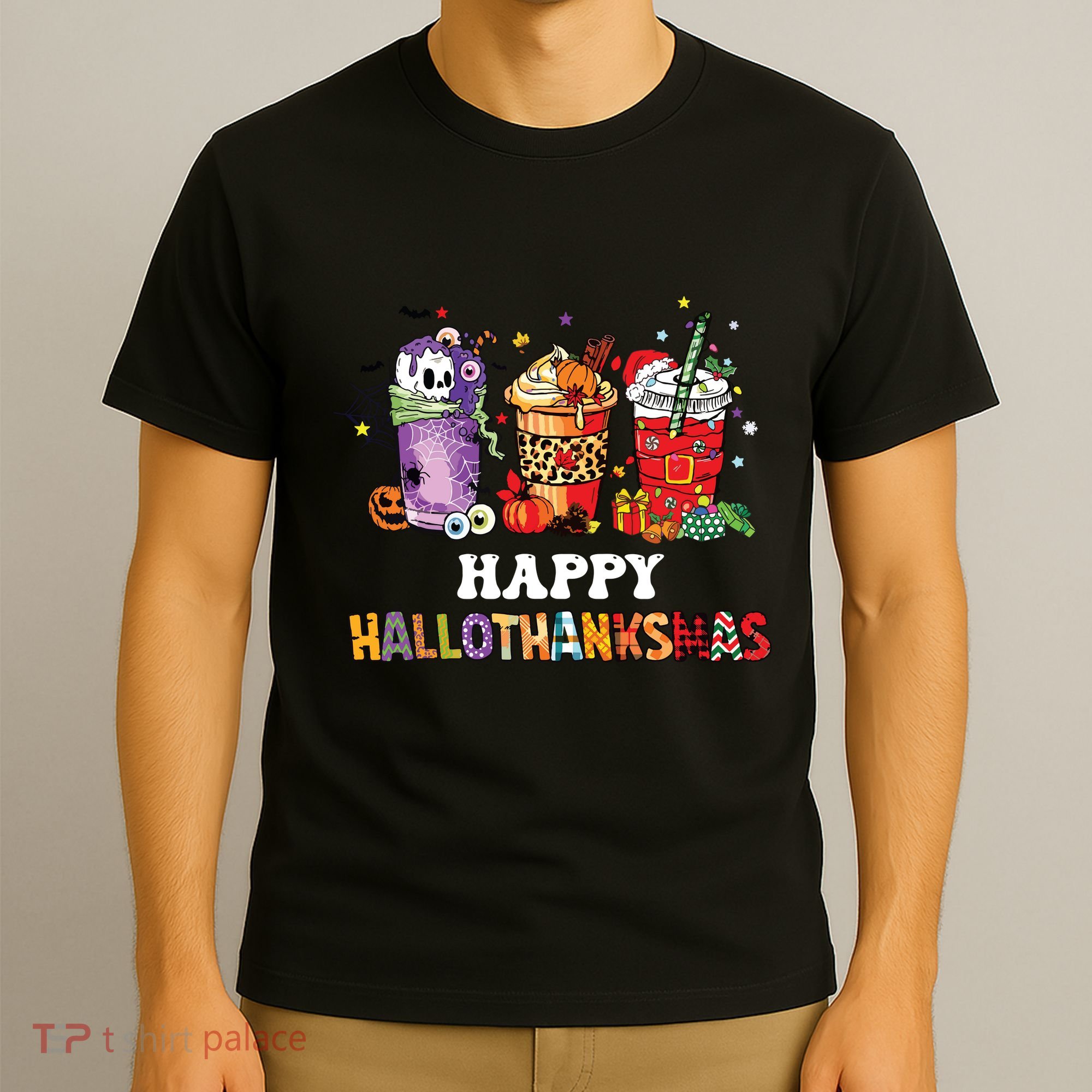 Happy Hallothanksmas Pumpkin Spice Cups T-Shirt