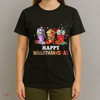 Happy Hallothanksmas Pumpkin Spice Cups T-Shirt thumb 4