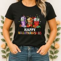Happy Hallothanksmas Pumpkin Spice Cups Women's T-Shirt thumb 2