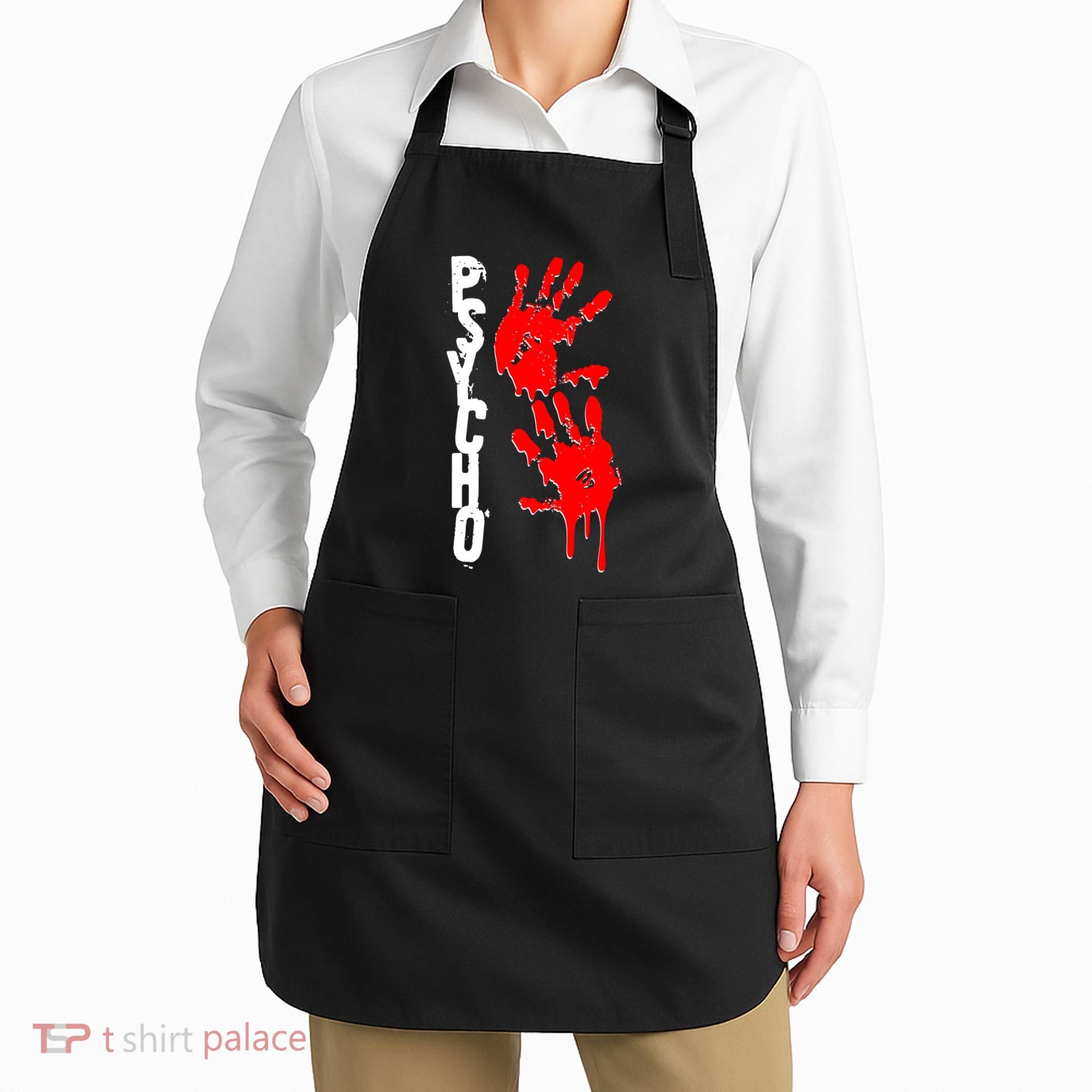 Halloween Horror Psycho Hand Prints Apron