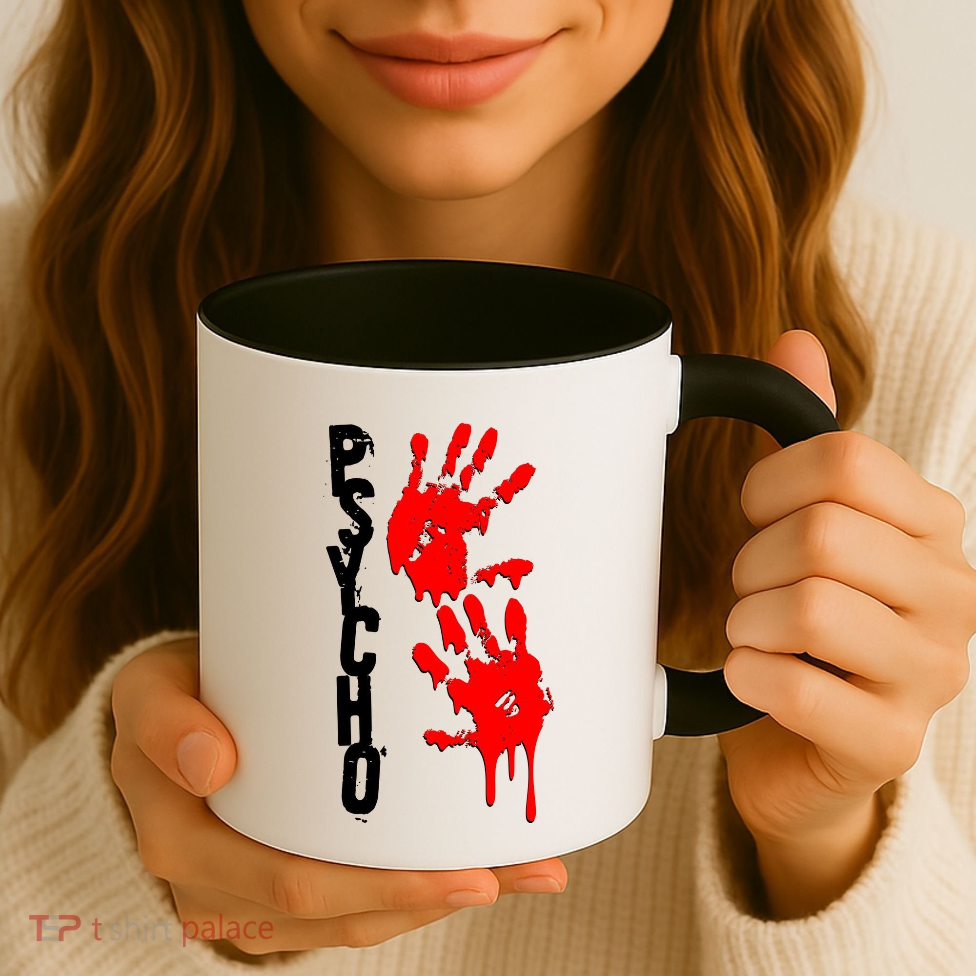 Halloween Horror Psycho Hand Prints Coffee Mug