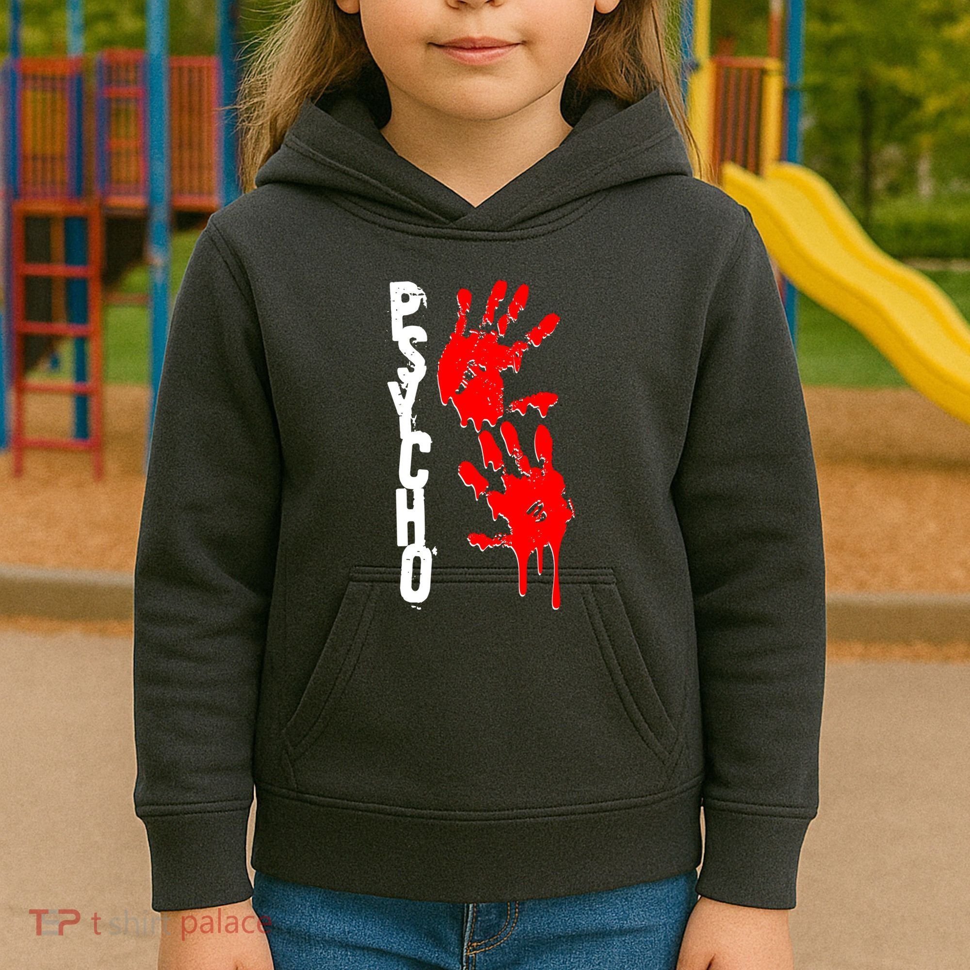 Halloween Horror Psycho Hand Prints Kids Hoodie