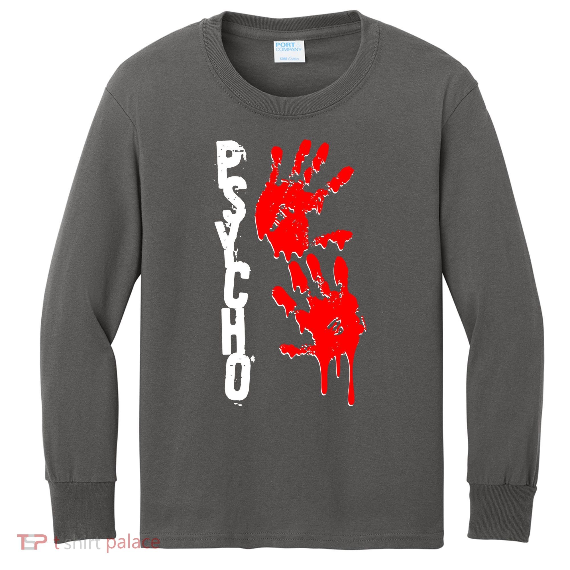 Halloween Horror Psycho Hand Prints Kids Long Sleeve Shirt