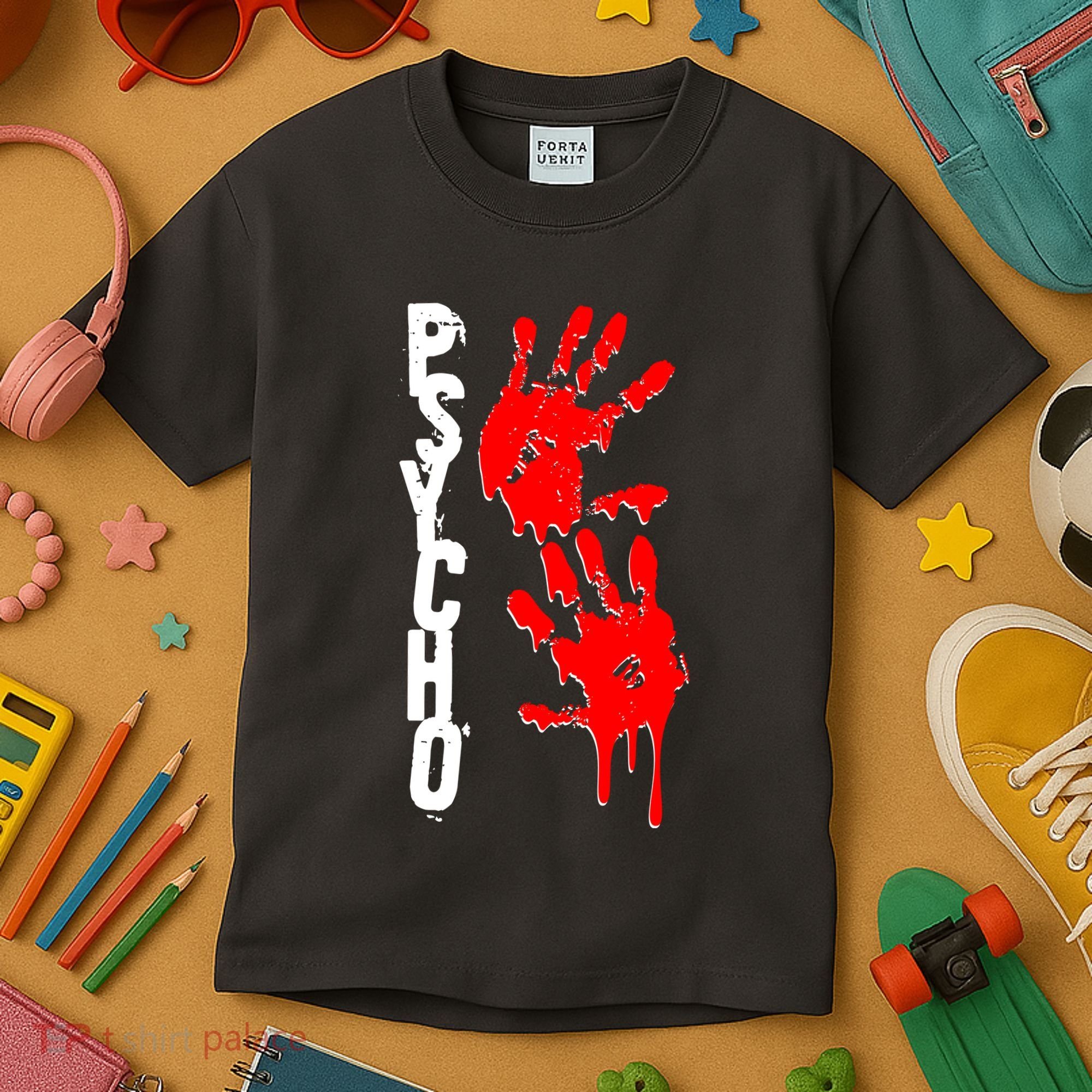 Halloween Horror Psycho Hand Prints Kids T-Shirt
