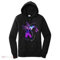 Hummingbird Holding Purple Ribbon AlzheimerS Women's Hoodie thumb 0