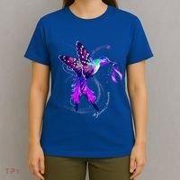Hummingbird Holding Purple Ribbon AlzheimerS T-Shirt thumb 4