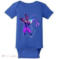 Hummingbird Holding Purple Ribbon AlzheimerS Baby Bodysuit thumb 0